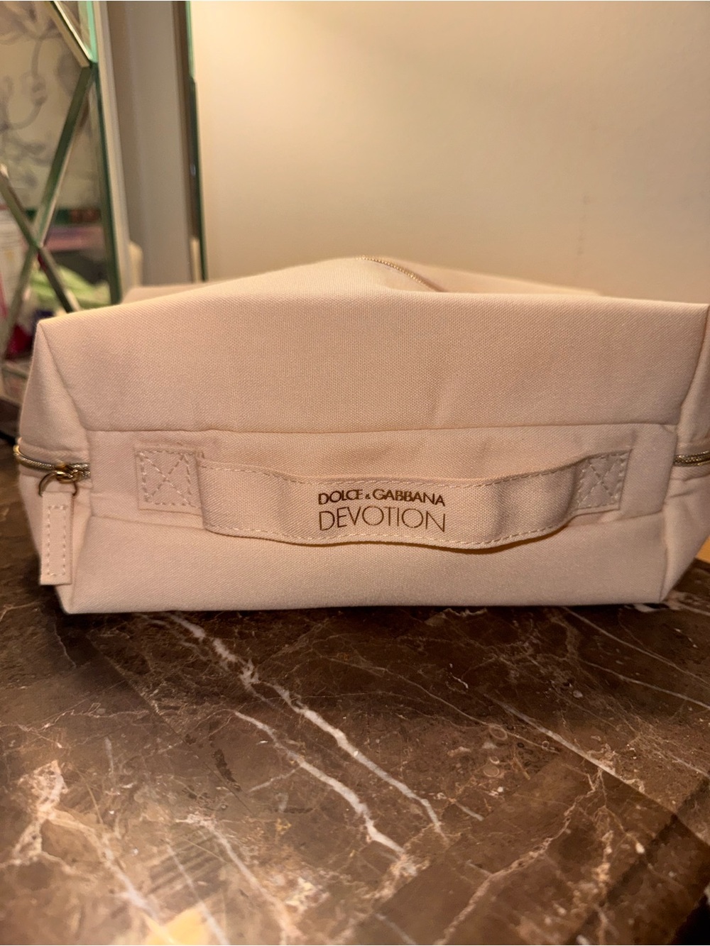 Dolce & Gabbana Devotion Cosmetic Pouch in Ivory and Gold